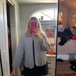 New Directions Navy and White Striped Shirt